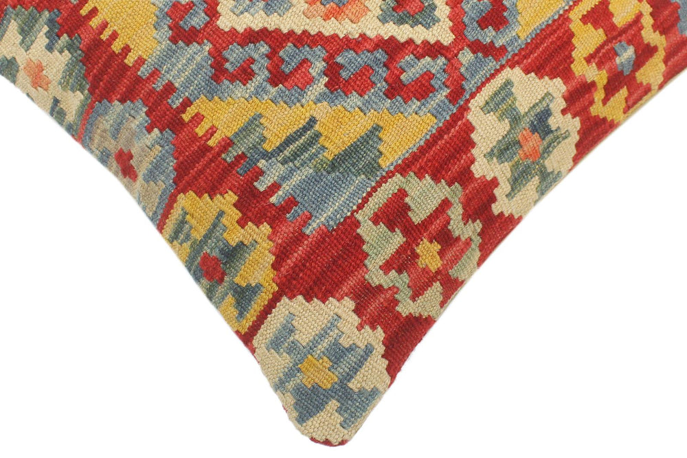 handmade Tribal Turkish Antique Red Blue Hand-Woven SQUARE 100% WOOL pillow