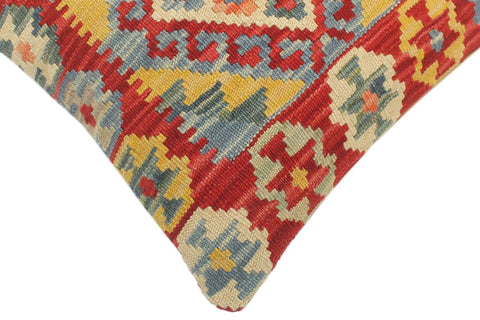 handmade Tribal Turkish Antique Red Blue Hand-Woven SQUARE 100% WOOL pillow