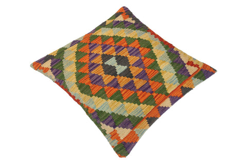 handmade Traditional Pillow Gold Rust Hand-Woven SQUARE 100% WOOL kilim throw pillow