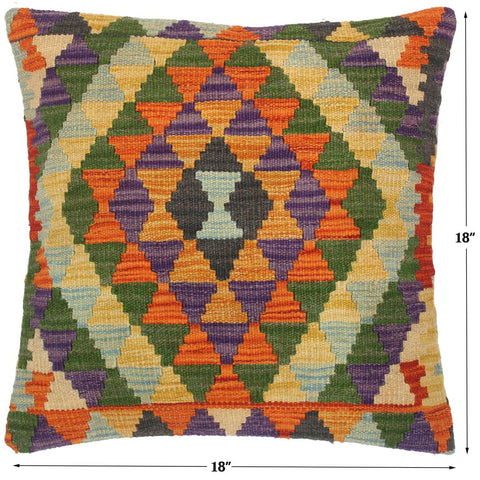 handmade Traditional Pillow Gold Rust Hand-Woven SQUARE 100% WOOL kilim throw pillow