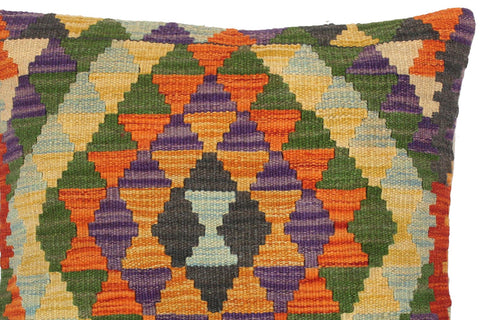 handmade Traditional Pillow Gold Rust Hand-Woven SQUARE 100% WOOL kilim throw pillow