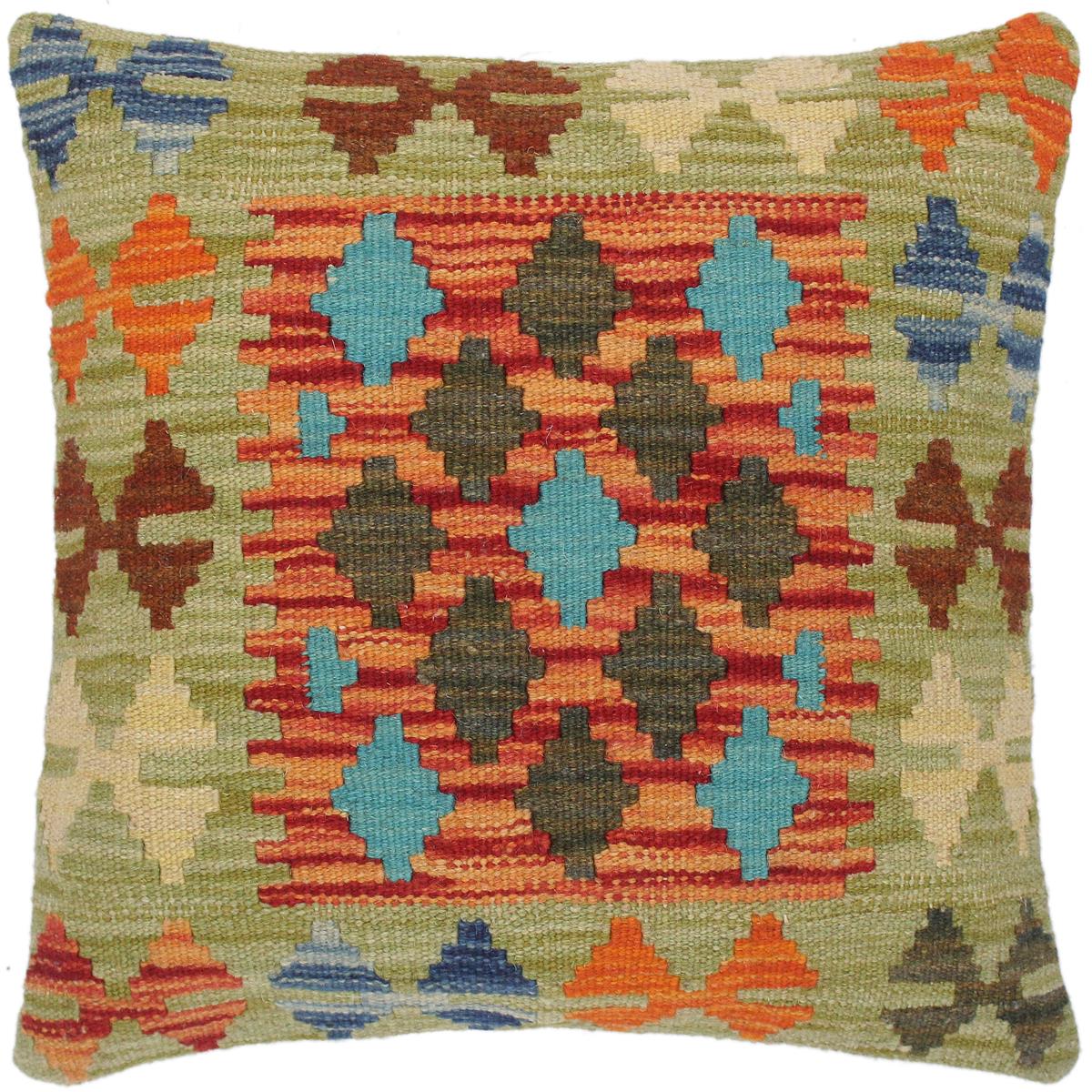handmade Traditional Pillow Rust Red Hand-Woven SQUARE 100% WOOL kilim throw pillow