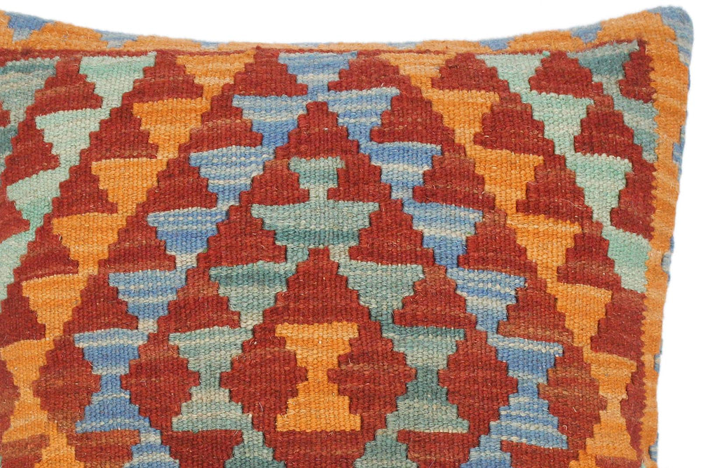 handmade Traditional Pillow Orange Brown Hand-Woven SQUARE 100% WOOL kilim throw pillow