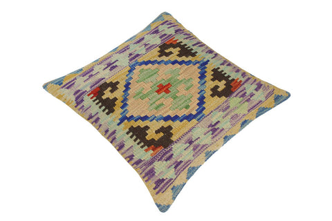 handmade Traditional Pillow Gold Blue Hand-Woven SQUARE 100% WOOL kilim throw pillow