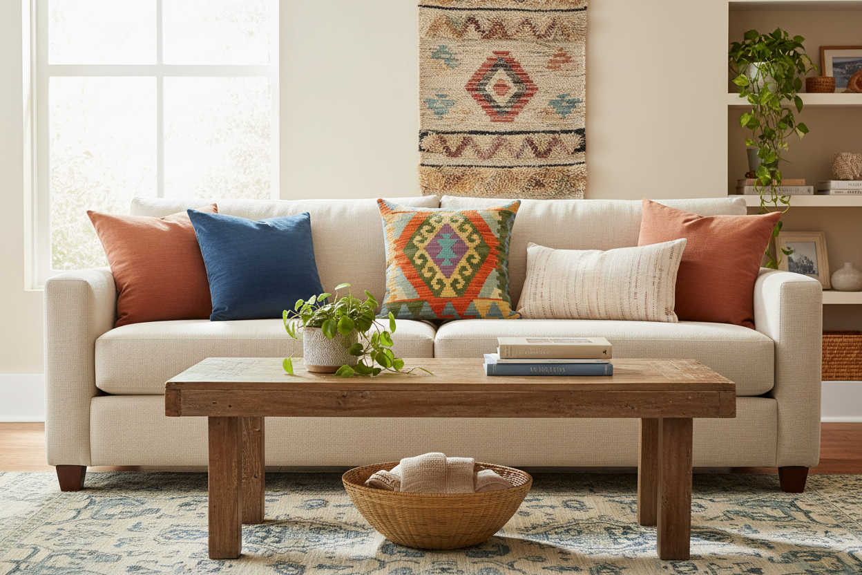 Modern Turkish Nakia Hand Woven Kilim Throw Pillow