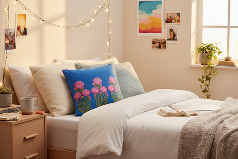 Floral Gearldin Embroidered Cotton Pillow