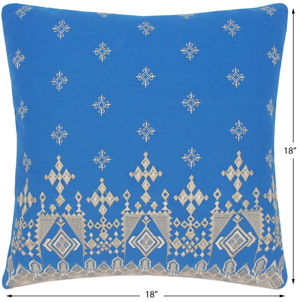 handmade Turkish Throw Pillow Blue Gray  SQUARE cotton throw pillow