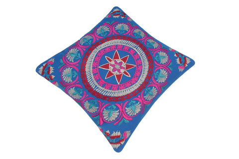 handmade Turkish Throw Pillow Blue Gray  SQUARE cotton throw pillow