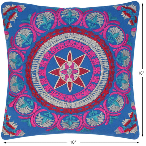 handmade Turkish Throw Pillow Blue Gray  SQUARE cotton throw pillow