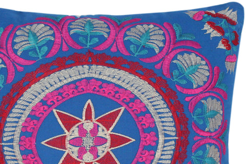 handmade Turkish Throw Pillow Blue Gray  SQUARE cotton throw pillow