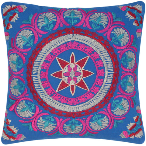 handmade Turkish Throw Pillow Blue Gray  SQUARE cotton throw pillow