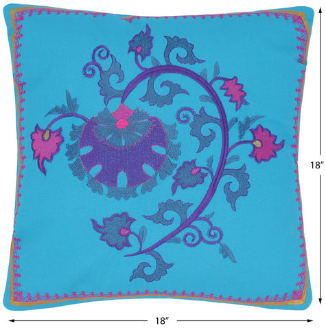 handmade Turkish Throw Pillow Blue Gold  SQUARE cotton throw pillow