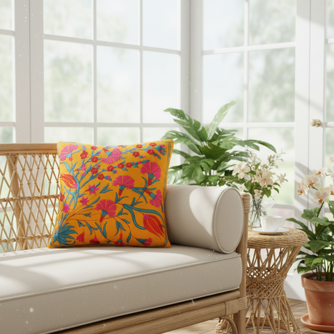 Botanical Chic Embroidered Meghann Velvet Pillow