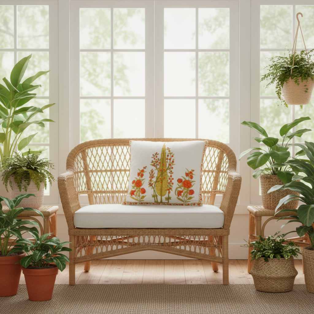 Floral Embroidered Partheni Rose Cotton Pillow