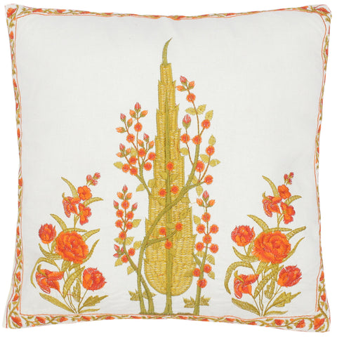 handmade Turkish Throw Pillow Ivory Rust  SQUARE COTTON area rug