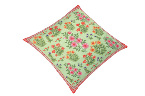 handmade Turkish Throw Pillow Green Red  SQUARE handmade Silk Throw Pillow