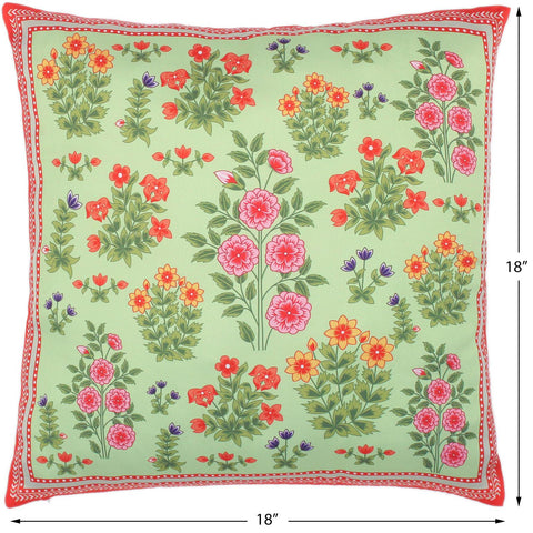 handmade Turkish Throw Pillow Green Red  SQUARE handmade Silk Throw Pillow