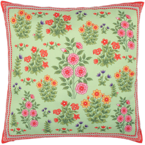 handmade Turkish Throw Pillow Green Red  SQUARE handmade Silk Throw Pillow