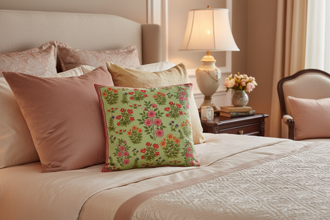 Shabby Chic Floral Val Silk Pillow