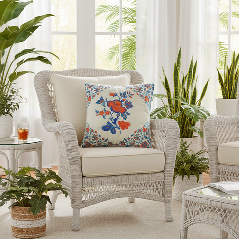 Bohemian Embroidered Stasia Floral Velvet Pillow