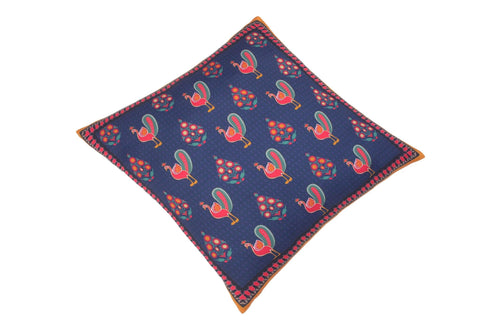 handmade Turkish Throw Pillow Blue Orange  SQUARE handmade Silk Throw Pillow