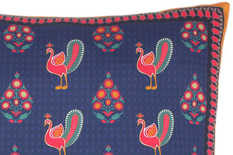 handmade Turkish Throw Pillow Blue Orange  SQUARE handmade Silk Throw Pillow