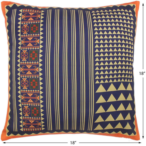 handmade Turkish Throw Pillow Blue Gold  SQUARE handmade Silk Throw Pillow