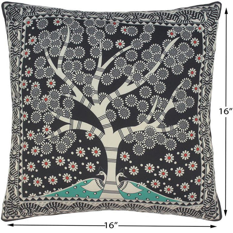 handmade Traditional Pillow Black Beige  SQUARE handmade Silk Throw Pillow