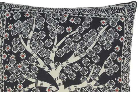 handmade Traditional Pillow Black Beige  SQUARE handmade Silk Throw Pillow