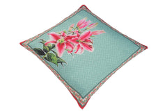 handmade Turkish Throw Pillow Green Ivory  SQUARE handmade Silk Throw Pillow