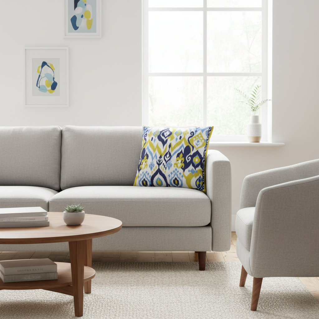 Modern Ikat Del Silk Pillow