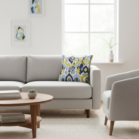 Modern Ikat Del Silk Pillow