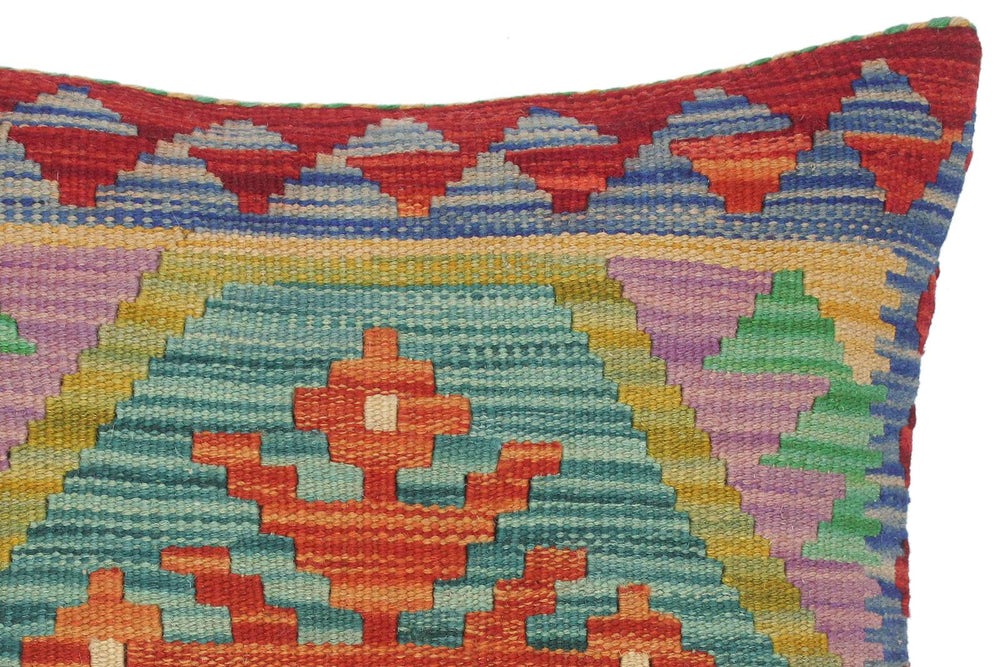 handmade Traditional Pillow Red Blue Hand-Woven SQUARE 100% WOOL kilim throw pillow