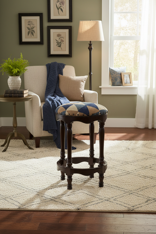 Shabby Chic Kilim Wood Bar Stool Ilse 18"x18"x32"