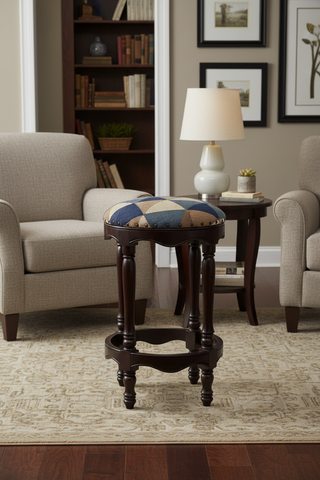 Shabby Chic Kilim Wood Bar Stool Jeffrey 18"x18"x32"