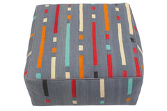 handmade Modern Floor Cushion Gray Red Hand-Woven Square100% WOOL Floor Cushion