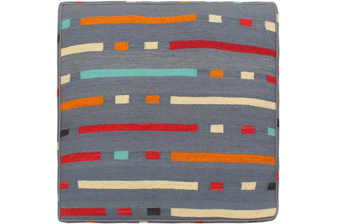 handmade Modern Floor Cushion Gray Red Hand-Woven Square100% WOOL Floor Cushion