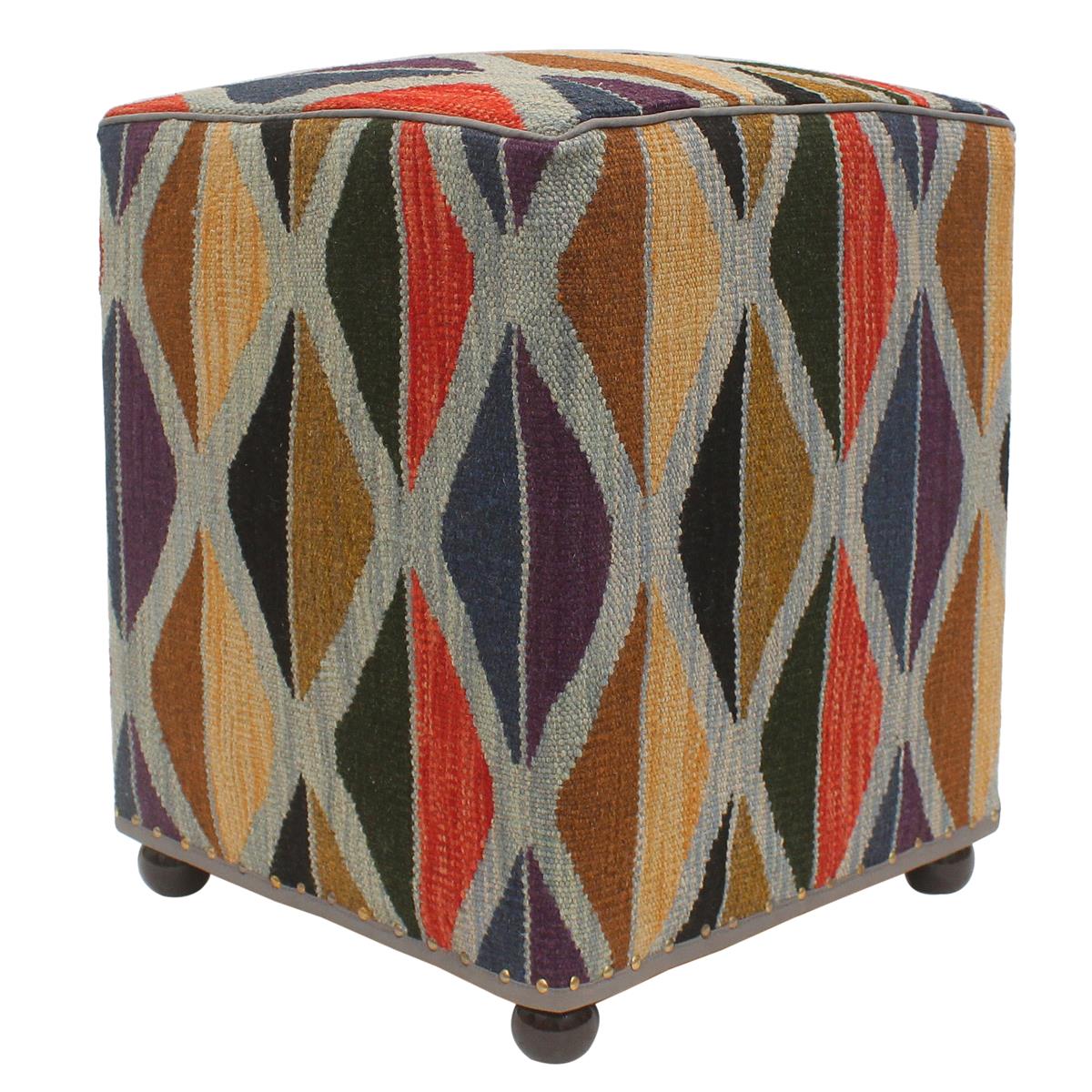 handmade Modern Ottoman Blue Rust HandmadePOUF 100% WOOL area rug