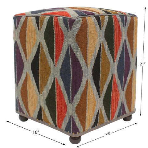 handmade Modern Ottoman Blue Rust HandmadePOUF 100% WOOL area rug