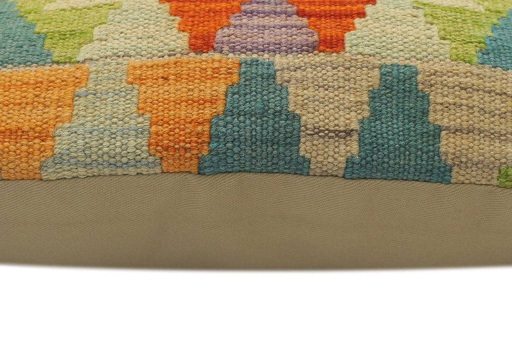 handmade Tribal Turkish Antique Rust Blue Hand-Woven SQUARE 100% WOOL pillow