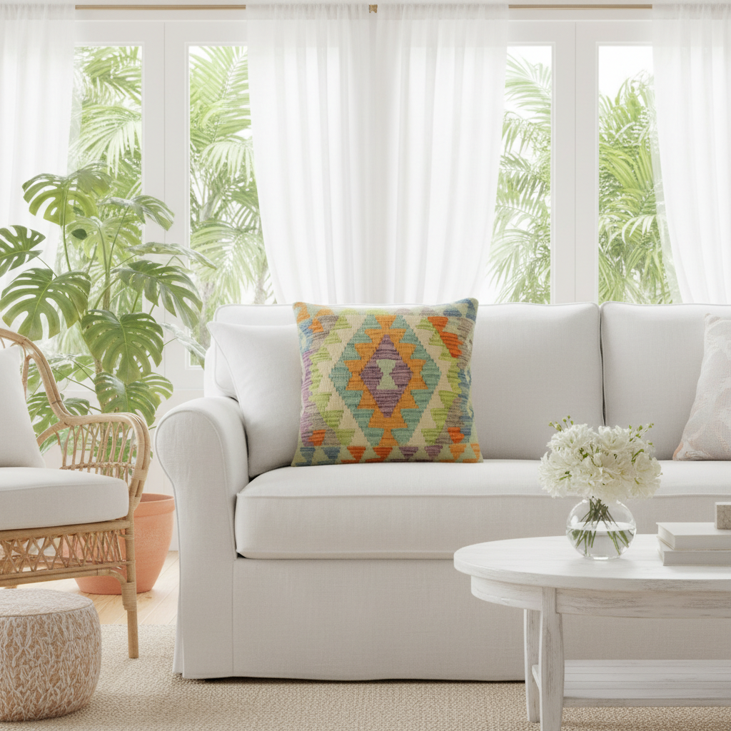 Boho Chic Turkish McKenna Hand Woven Kilim Pillow