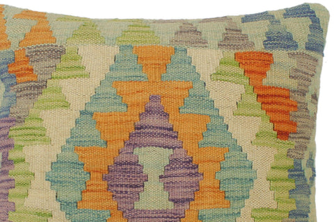 handmade Tribal Turkish Antique Rust Blue Hand-Woven SQUARE 100% WOOL pillow