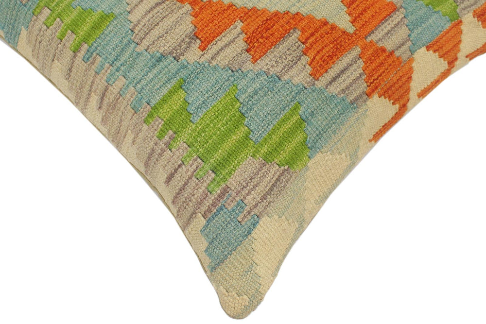 handmade Tribal Turkish Antique Rust Blue Hand-Woven SQUARE 100% WOOL pillow