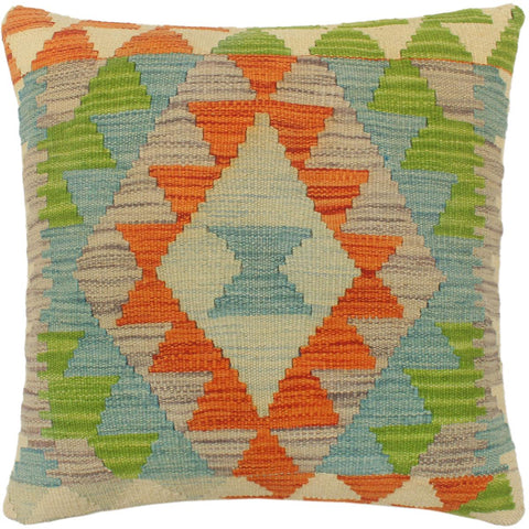 handmade Tribal Turkish Antique Rust Blue Hand-Woven SQUARE 100% WOOL pillow