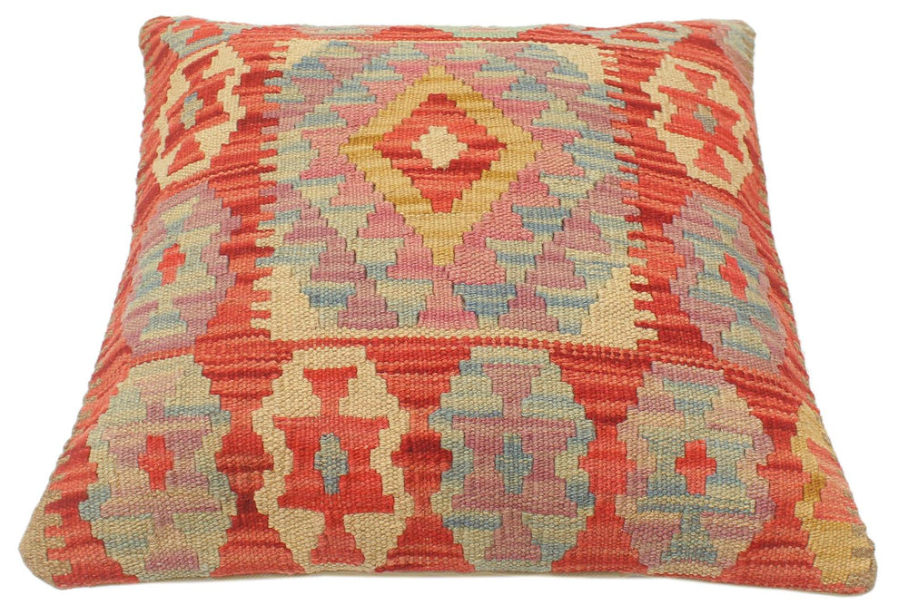 handmade Tribal Turkish Antique Red Blue Hand-Woven SQUARE 100% WOOL pillow