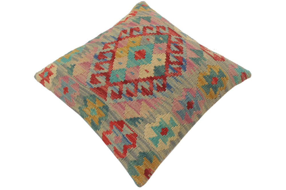 handmade Tribal Turkish Antique Red Blue Hand-Woven SQUARE 100% WOOL pillow