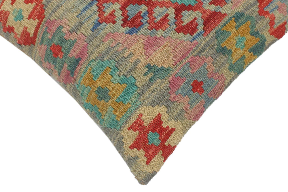 handmade Tribal Turkish Antique Red Blue Hand-Woven SQUARE 100% WOOL pillow