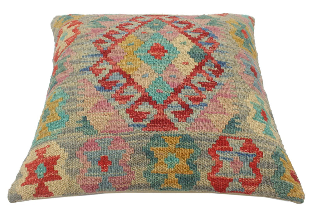 handmade Tribal Turkish Antique Red Blue Hand-Woven SQUARE 100% WOOL pillow
