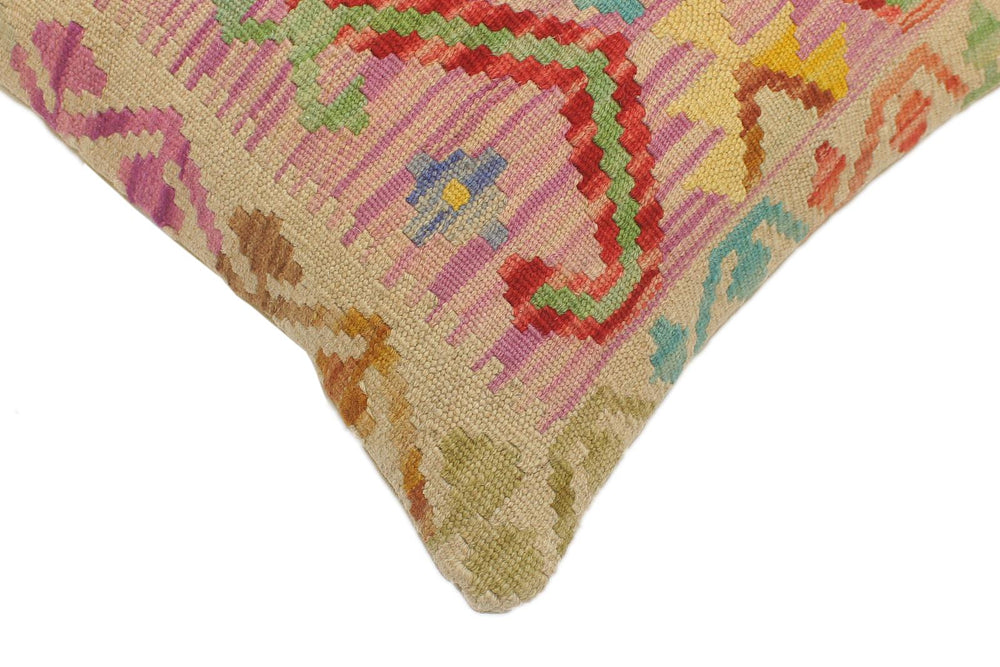 handmade Tribal Turkish Antique Purple Beige Hand-Woven SQUARE 100% WOOL pillow
