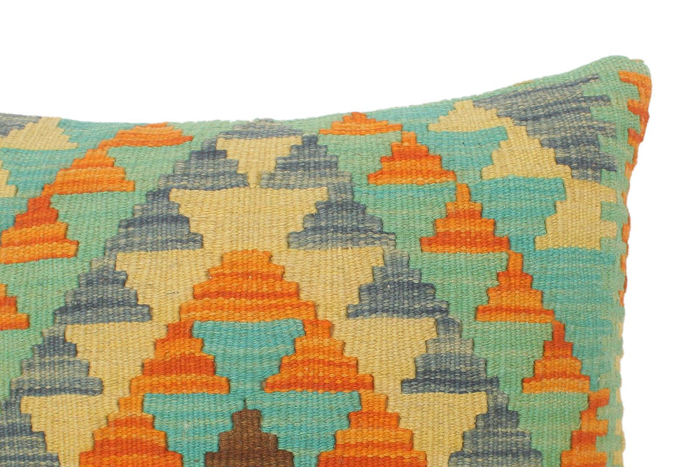 handmade Tribal Turkish Antique Rust Blue Hand-Woven SQUARE 100% WOOL pillow